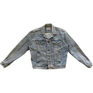 Vintage Britches Great Outdoors men's blue denim jean jacket size L Grunge